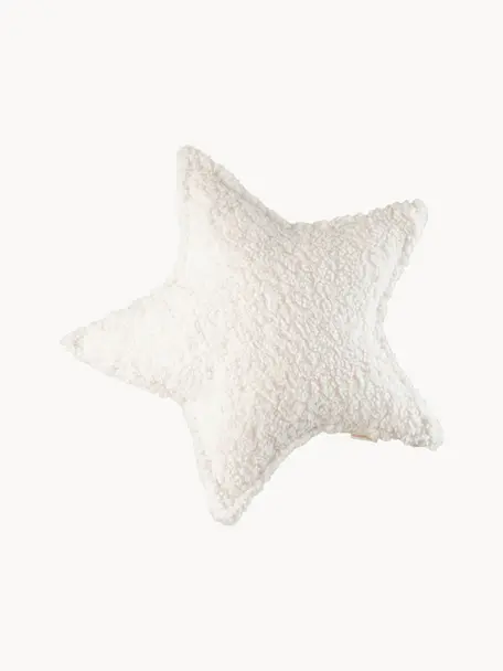 Teddy-Kuschelkissen Star, Bezug: Teddy (100 % Polyester), Off White, B 40 x L 37 cm