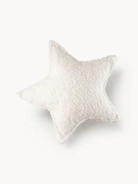 Plyšový vankúš Star, Lomená biela, Š 37 x D 40 cm