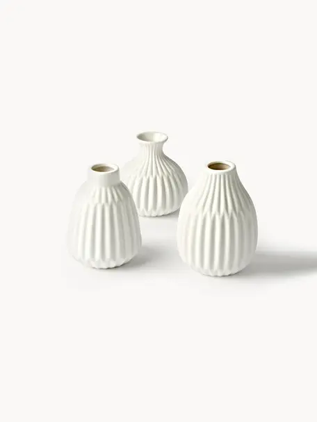 Kleines Vasen-Set Palo aus Porzellan, 3-tlg., Porzellan, Weiß, Set mit verschiedenen Größen