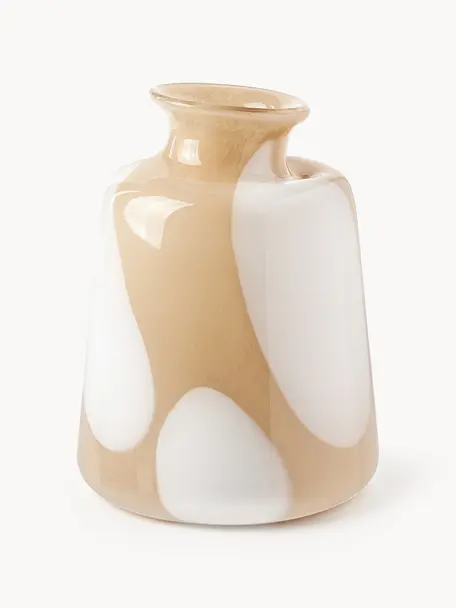 Sklenená váza Ottilie, V 20 cm, Sklo, Okrová, biela, Ø 16 x V 20 cm