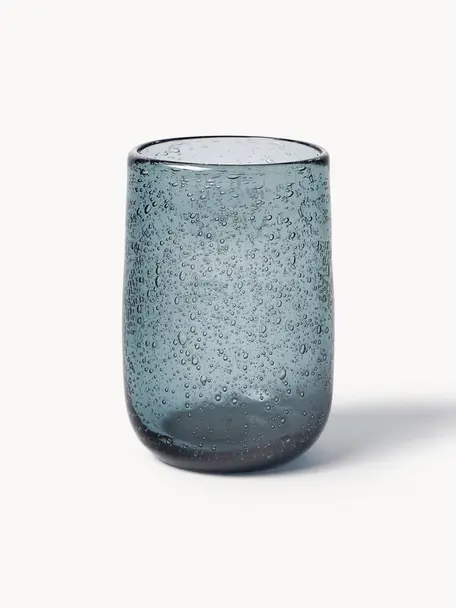 Wassergläser Bari mit Luftbläschen, 6 Stück, Glas, Graublau, Ø 7 x H 11 cm, 330 ml