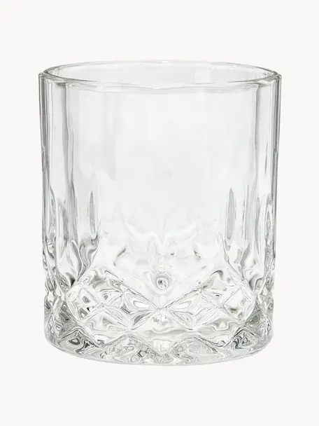Glazen George met kristalreliëf, 4 stuks, Glas, Transparant, Ø 8 x H 10 cm, 310 ml