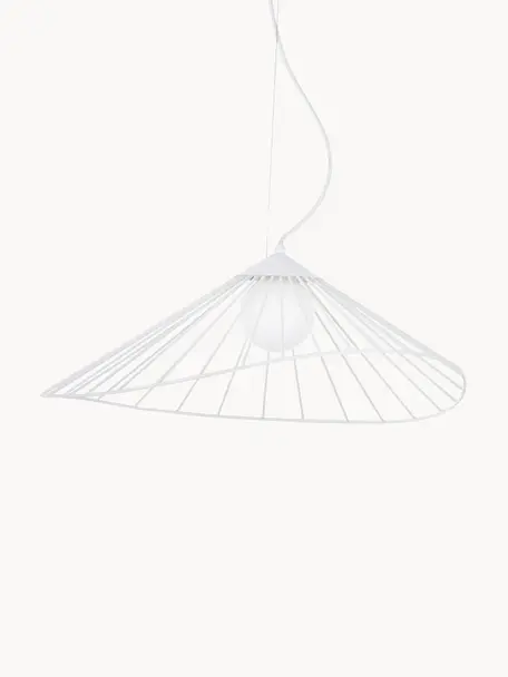 Design Pendelleuchte Silvan, Lampenschirm: Glas, Baldachin: Metall, Weiß, B 59 x H 20 cm