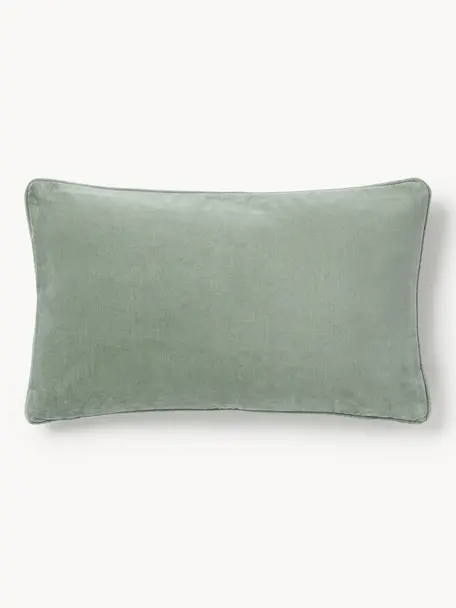 Funda de cojín de terciopelo Dana, 100% terciopelo de algodón, Verde salvia, An 30 x L 50 cm