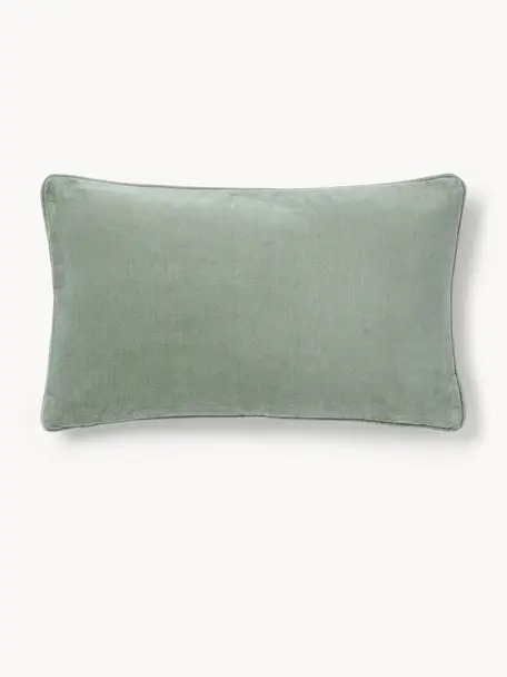 Copricuscino in velluto Dana, 100% velluto di cotone, Verde salvia, Larg. 30 x Lung. 50 cm