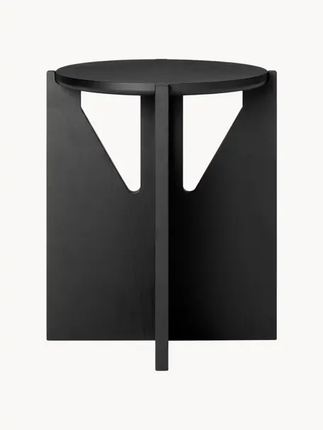 Pomocný stolík z dubového dreva Future, Masívne dubové drevo, lakované, Čierna, Ø 36 x V 42 cm