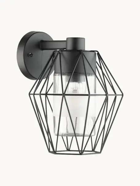 Aplique para exterior Canove, Fijación: aluminio recubierto, Estructura: acero galvanizado, Anclaje: acero galvanizado, Negro, An 23 x Al 29 cm