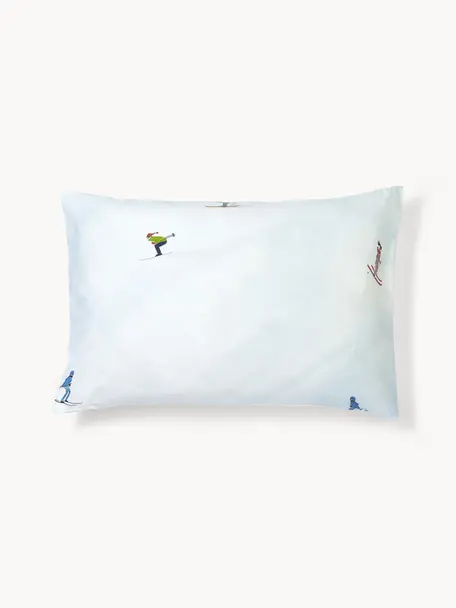 Funda de almohada de percal Ski, diseño Kera Till, Azul claro, An 45 x L 110 cm