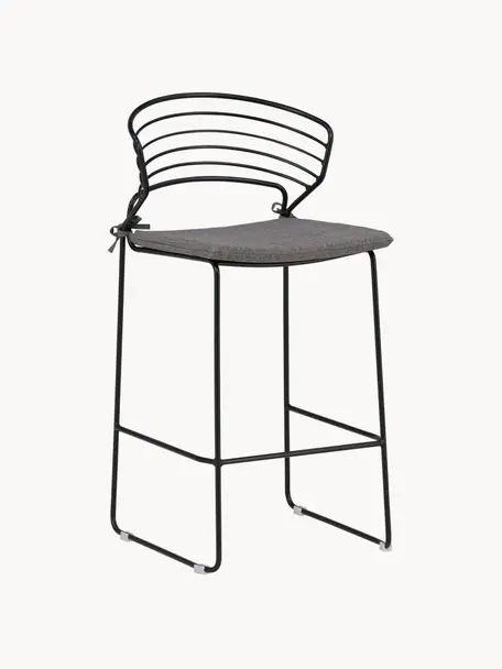 Tabouret de bar en métal Milano, Noir, gris, larg. 47 x haut. 94 cm