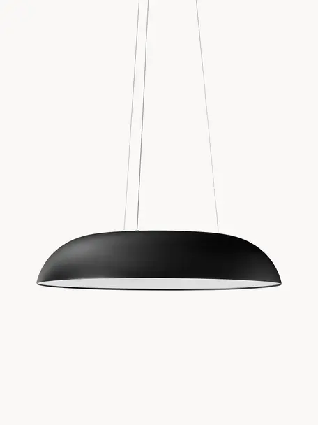 Grote LED hanglamp Maggiolone, dimbaar, Lampenkap: gelakt aluminium, Zwart, Ø 60 x H 12 cm