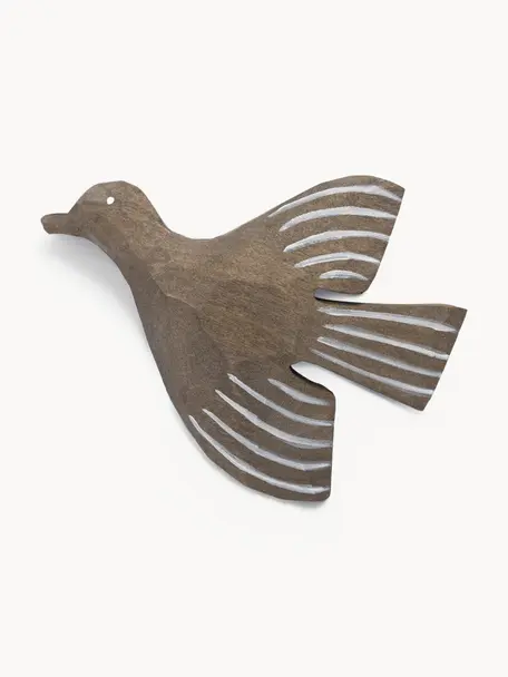 Handgefertigter Wandhaken Lola Bird aus Espenholz, Espenholz, Greige, B 11 x H 11 cm