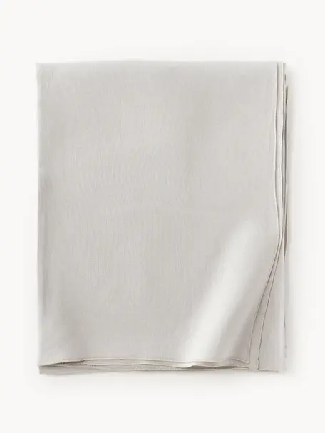 Mantel de lino con ribete Kennedy, 100% lino lavado con certificado European Flax, Gris claro, beige, De 6 a 8 comensales (An 140 x L 250 cm)