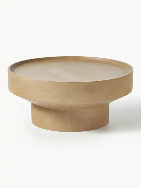 Table basse ronde en bois de manguier Benno, Manguier massif, laqué, Bois de manguier clair laqué, Ø 80 cm