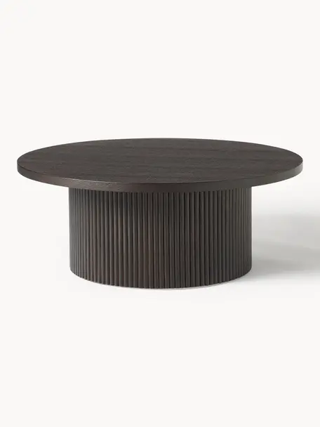 Table basse ronde en bois Nele, Bois, brun foncé laqué, Ø 85 x haut. 33 cm