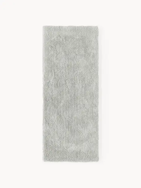Pluizige hoogpolige loper Leighton, Bovenzijde: microvezels (100% polyest, Onderzijde: 70% polyester, 30% katoen, Lichtgrijs, B 80 x L 200 cm