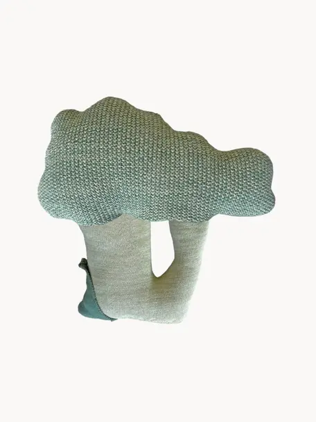 Met de hand gebreide Knuffelkussen Brucy the Broccoli, Bekleding: 100% katoen, Saliegroen, B 35 x L 35 cm