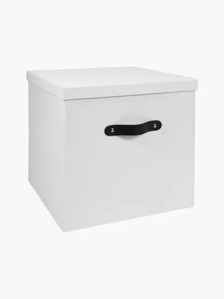 Aufbewahrungsbox Texas, Box: Fester, laminierter Karto, Griff: Leder, Weiß, B 32 x H 32 cm