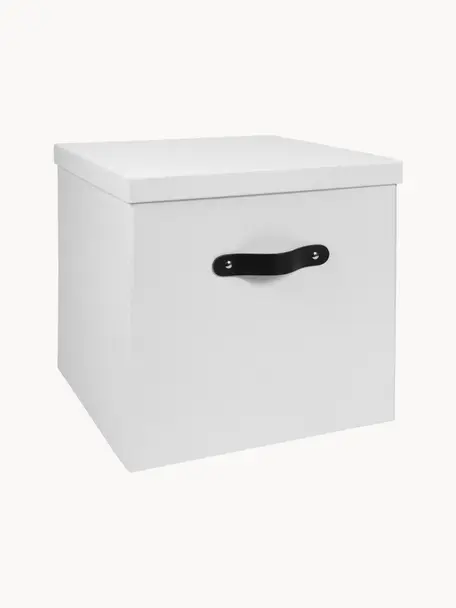 Caja Texas, Caja: cartón laminado, Asa: cuero, Blanco, An 32 x Al 32 cm