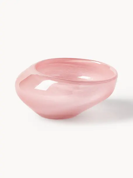 Ručně vyrobená dekorativní skleněná miska Ashley, Sklo, Světle růžová, transparentní, Š 20 cm, V 10 cm