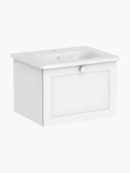 Lavabo con mobiletto Rafaella, larg. 60 cm, Manico: alluminio rivestito, Bianco, Larg. 60 x Alt. 42 cm