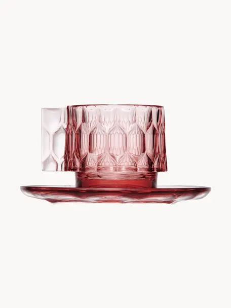 Tasses à café avec sous-tasses Jellies, 4 pièces, Plastique, Rose, Ø 6 x haut. 7 cm, 90 ml