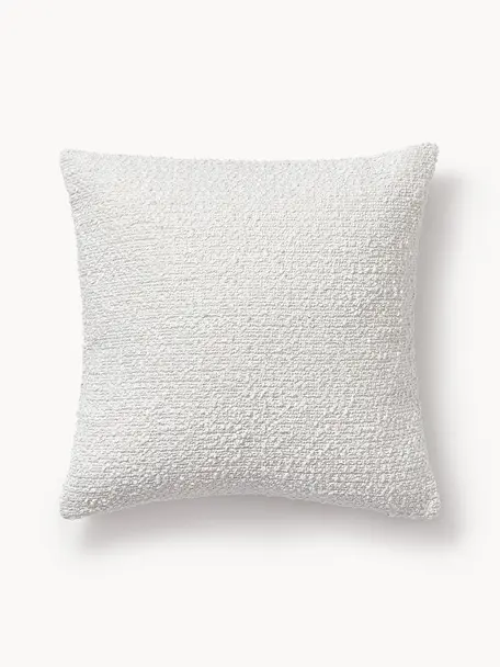 Housses de coussin en tissu bouclé Bellamie, 2 pièces, Tissu bouclé (95 % polyester, 5 % polyacrylique), Blanc, larg. 45 x long. 45 cm