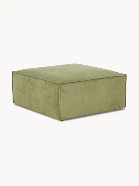 Sofa-Hocker Lennon aus Cord, Bezug: Cord (92 % Polyester, 8 %, Gestell: Massives Kiefernholz FSC-, Cord Olivgrün, B 88 x T 88 cm