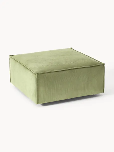Sofa-Hocker Lennon aus Cord, Bezug: Cord (92 % Polyester, 8 %, Gestell: Massives Kiefernholz, Spe, Cord Olivgrün, B 88 x T 88 cm