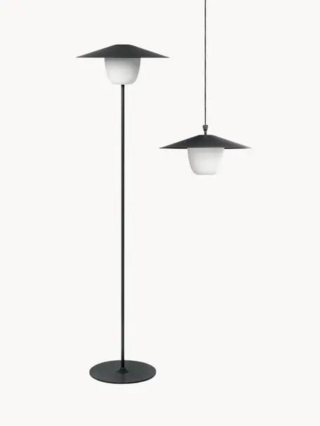 Mobiele dimbare LED outdoor lamp Ani om op te hangen of te zetten, Lampenkap: aluminium, Lampvoet: gecoat aluminium, Zwart, wit, Ø 34 x H 121 cm