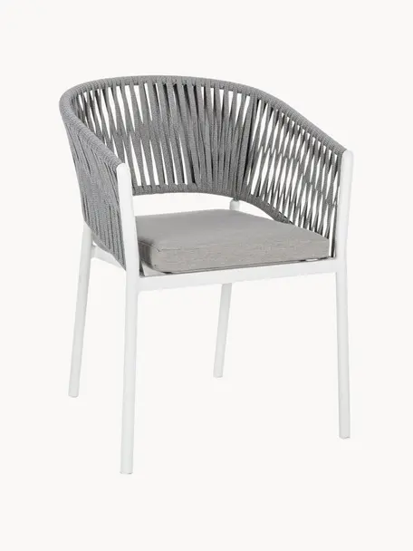 Krzesło ogrodowe Florencia, Stelaż: aluminium malowane proszk, Szary, biały, S 60 x W 80 cm