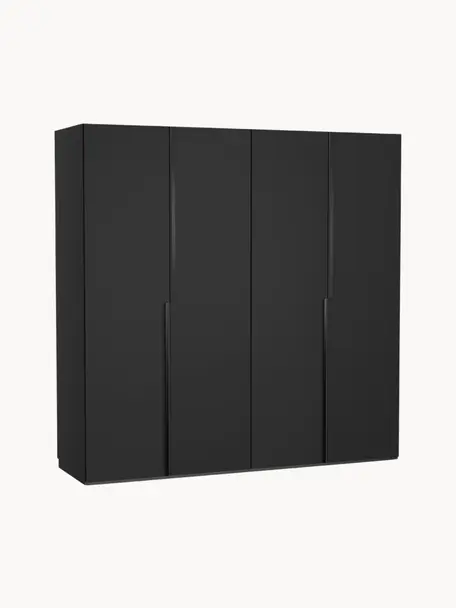 Modularer Drehtürenschrank Leon, 200 cm Breite, mehrere Varianten, Korpus: Spanplatte, melaminbeschi, Schwarz, Basic Interior, B 200 x H 200 cm