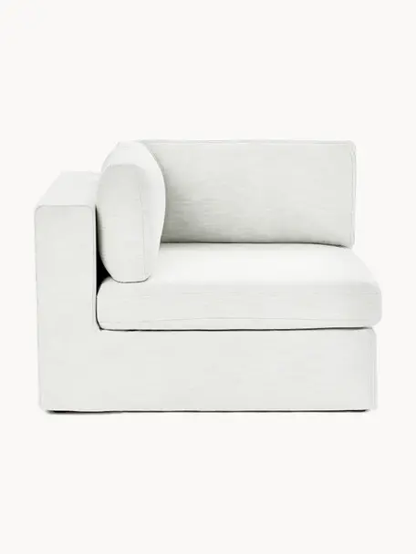 Modulo angolare con rivestimento sfoderabile Russell, Rivestimento: 100% cotone Con 50.000 ci, Struttura: legno di pino massiccio c, Gambe: plastica, Tessuto bianco latte, Larg. 103 x Prof. 103 cm