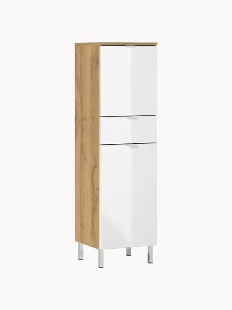 Bad-Hochschrank Sydney mit Schublade, B 34 cm, Holz, Weiß, B 34 x H 120 cm
