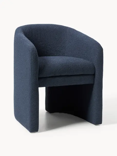 Fauteuil en bouclette Mairo, Bouclette bleu foncé, larg. 63 x prof. 63 cm