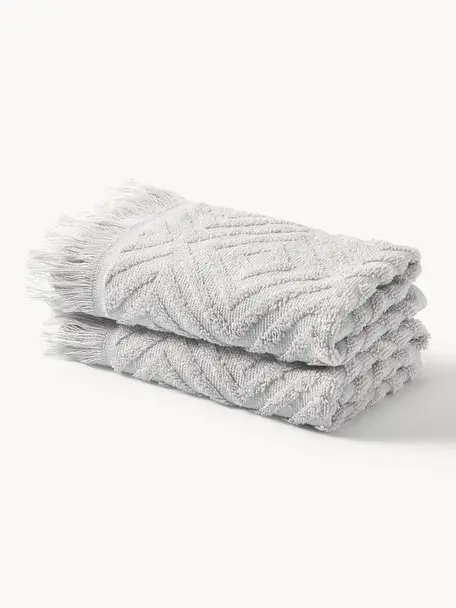 Ręcznik z wypukłą strukturą Jacqui, różne rozmiary, Jasny szary, Ręcznik do rąk, S 50 x D 100 cm, 2 szt.