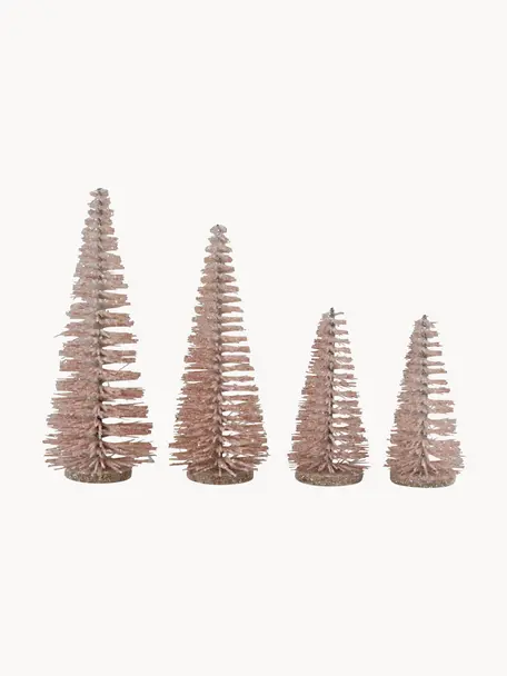 Deko-Bäume Glam, 4 Stück, Kunststoff, Metall, Rosa, Set mit verschiedenen Größen