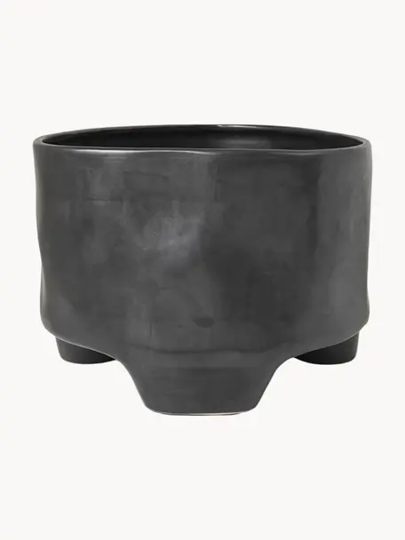 Cache-pot en grès Esca, haut. 24 cm, Grès cérame, Noir, Ø 34 x haut. 24 cm