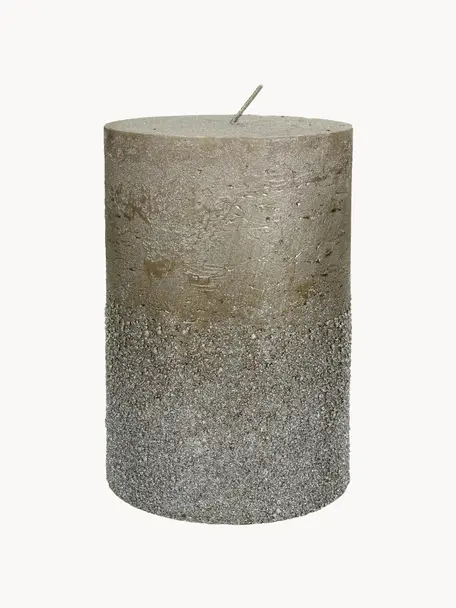 Pilier Glitters, Cire, Gris, Ø 10 x haut. 15 cm