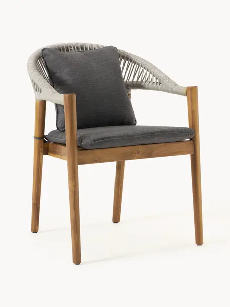 Zahradní židle z akáciového dřeva Marc, 2 ks, Antracitová, světle šedá, akáciové dřevo, Š 60 cm, H 58 cm
