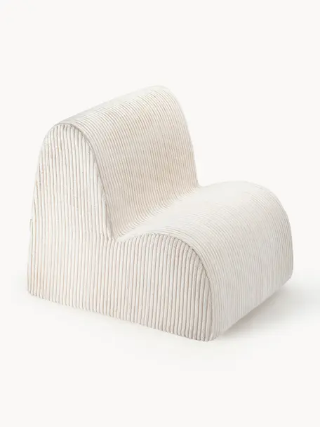 Fauteuil pour enfants en velours côtelé Cloud, Velours côtelé blanc, larg. 50 x prof. 60 cm