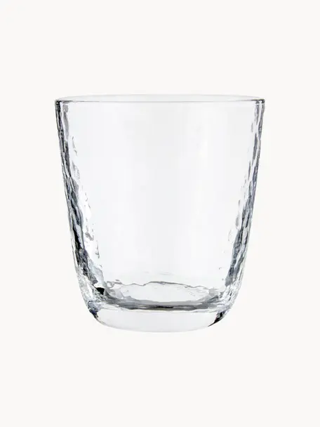 Mundgeblasene Wassergläser Hammered mit unebener Oberfläche, 4 Stück, Glas, mundgeblasen, Transparent, Ø 9 x H 10 cm, 250 ml