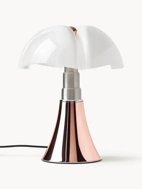 Lámpara de mesa LED regulable Pipistrello, Estructura: metal, aluminio pintado, Turrón brillante, Ø 27 x Al 35 cm
