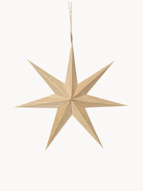 Estrellas para colgar Venice, Ø 20 cm, 2 uds., Madera de álamo, Beige, Ø 20 x Al 4 cm