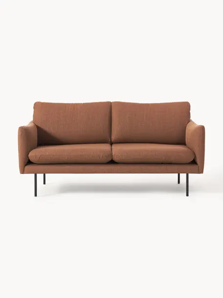 Sofa Moby (2-osobowa), Tapicerka: poliester Dzięki tkaninie, Stelaż: lite drewno sosnowe, Nogi: metal malowany proszkowo , Nugatowa tkanina, S 170 x G 95 cm