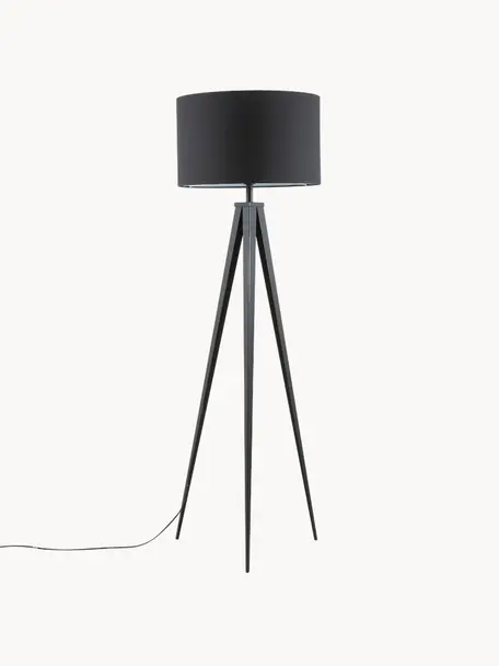 Lampadaire trépied scandinave Jake, Noir, Ø 50 x haut. 154 cm