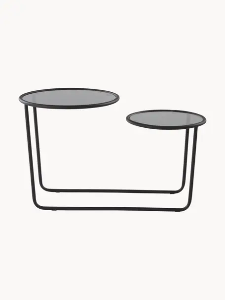 Odkládací stolek se dvěma deskami Kallo, Černá, šedá, transparentní, Š 81 cm, V 50 cm