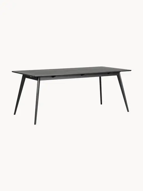 Table Yumi, 190 x 90 cm, Bois de chêne, noir laqué, larg. 190 x prof. 90 cm