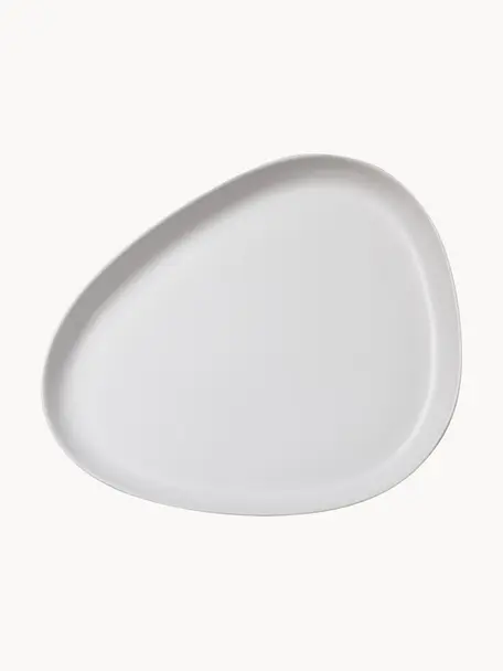 Plat de service artisanal Monaco, Grès cérame, Blanc, larg. 35 x long. 30 cm