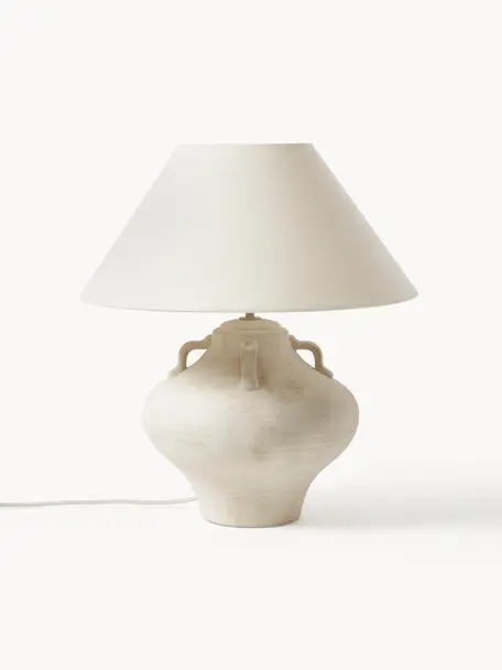 Grande lampe à poser en céramique Taytum, Blanc cassé, beige clair, Ø 46 x haut. 51 cm