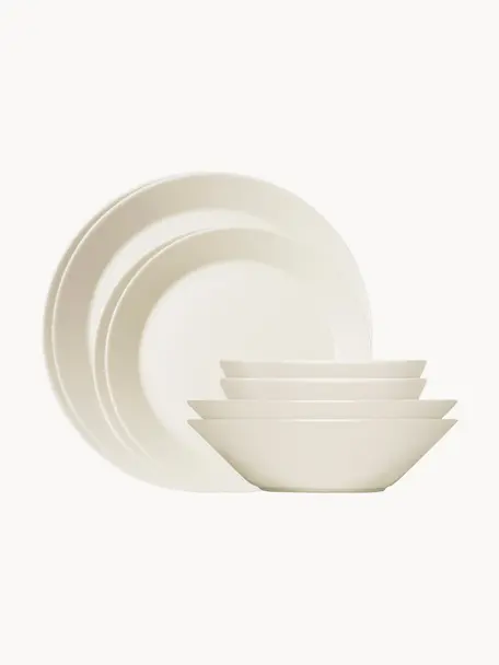 Vajilla de porcelana Teema, 2 comensales (8 pzas.), Porcelana Bone China, Blanco crema, 2 comensales (8 pzas.)